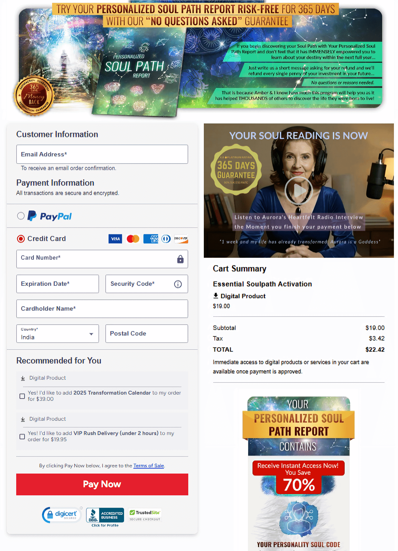 Soul Manifestation cart page